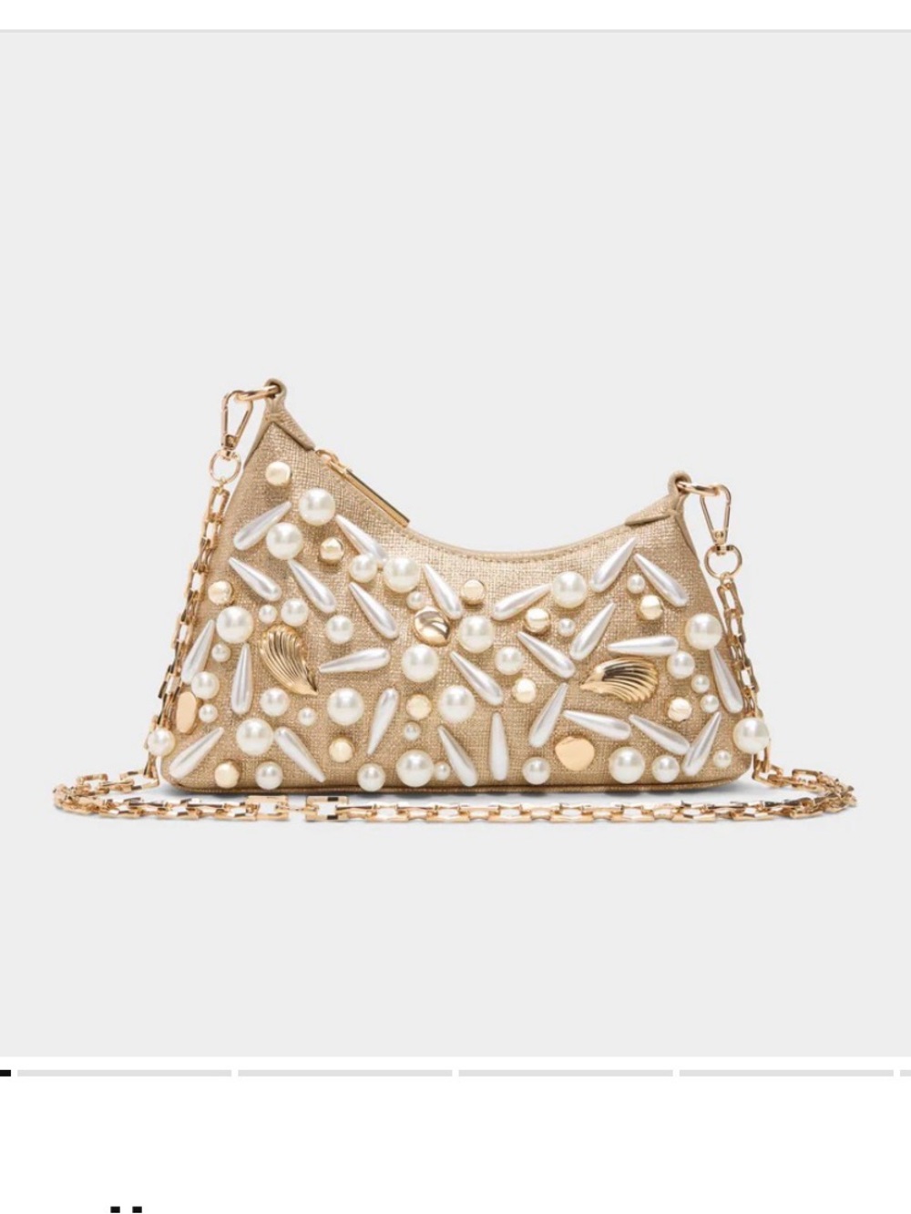 ALDO Pearl-Embellished Gold Shoulder Bag - Picture 2 of 4
